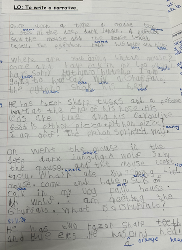 A year 1 narrative based on the Gruffalo.